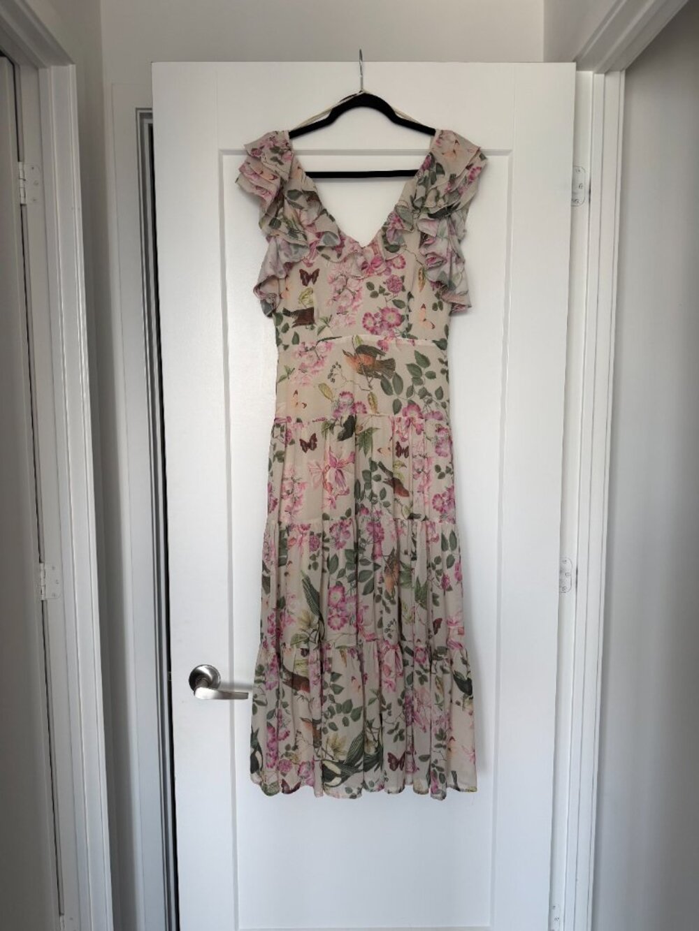 & Other Stories Floral Ruffle Tie-Back Dress Sz 8 - Picture 2 of 5